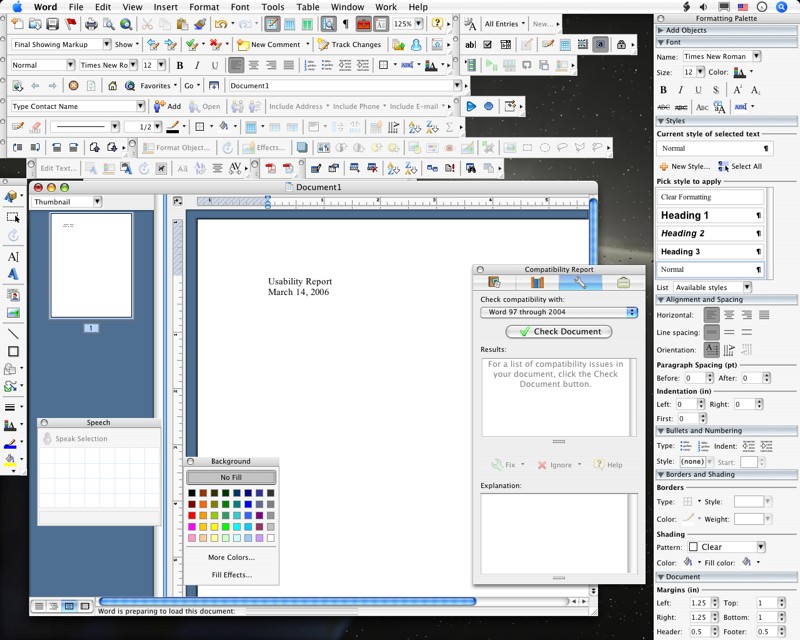 Screenshot from MS Word, 2006