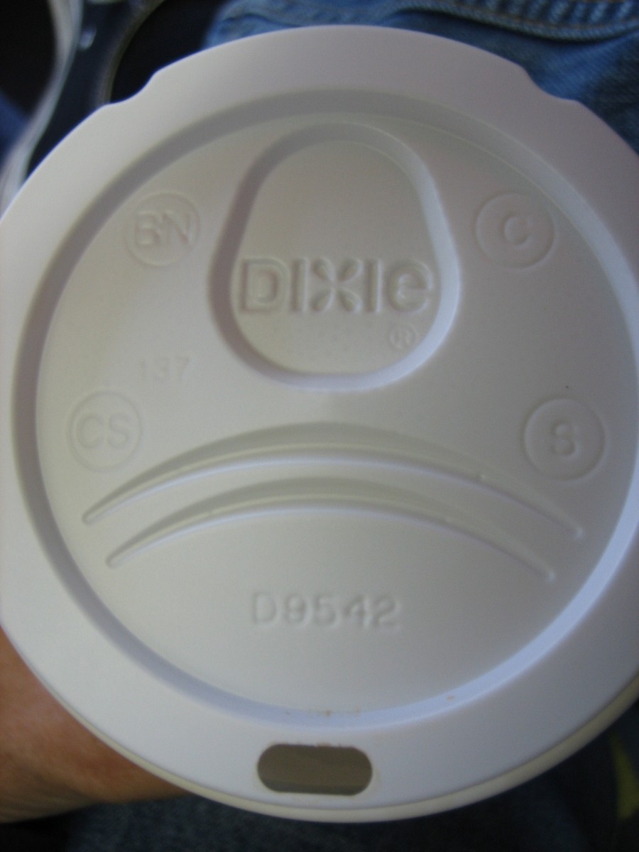 Closeup of a Dixie cup lid
