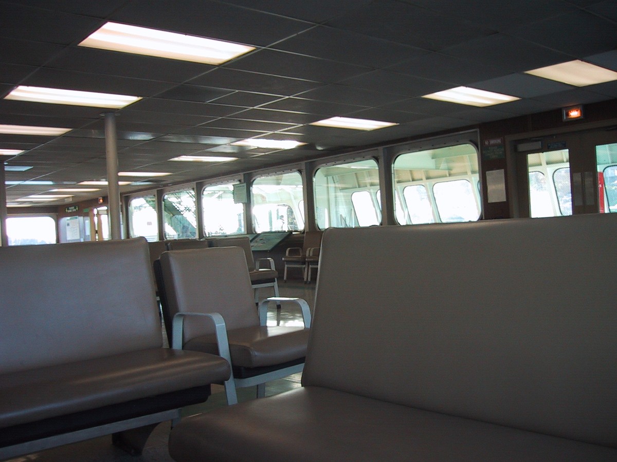 Empty seats on a Washington State ferry