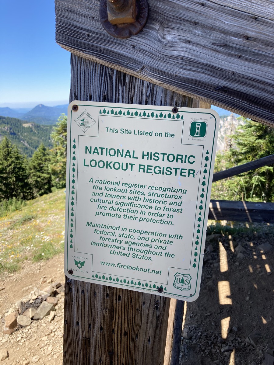 The Bull of the Woods fire watch tower is a Registered National Historic Place