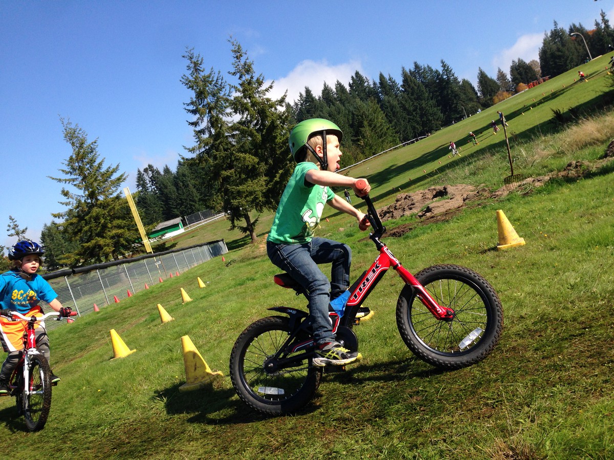 Orion in Kiddie Kross with his tongue hanging out, 2013