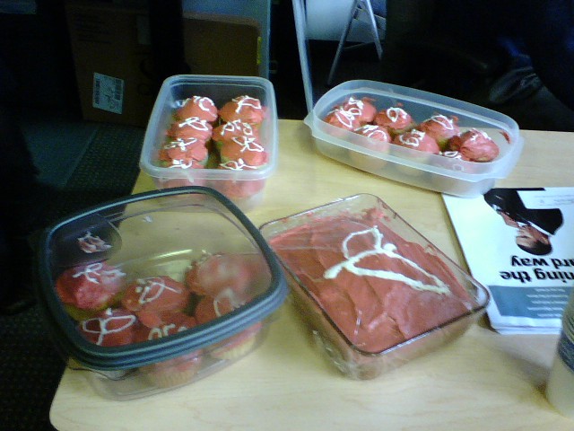 Baked goods decorated with the Mercy Corps logo