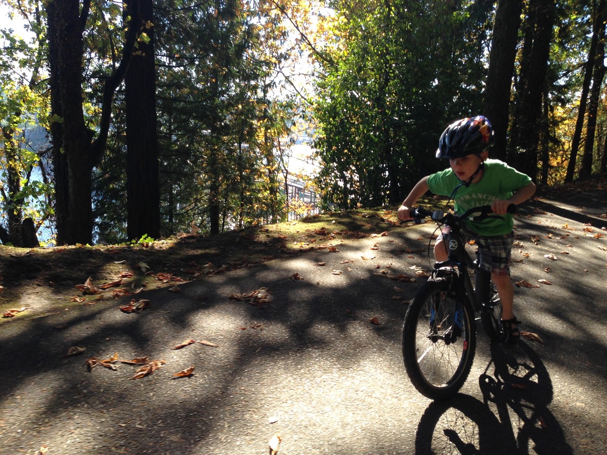 Orion riding up Riverview Cemetery