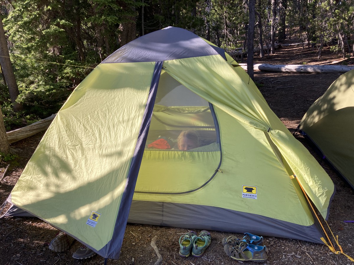 Ada peeking out of the tent
