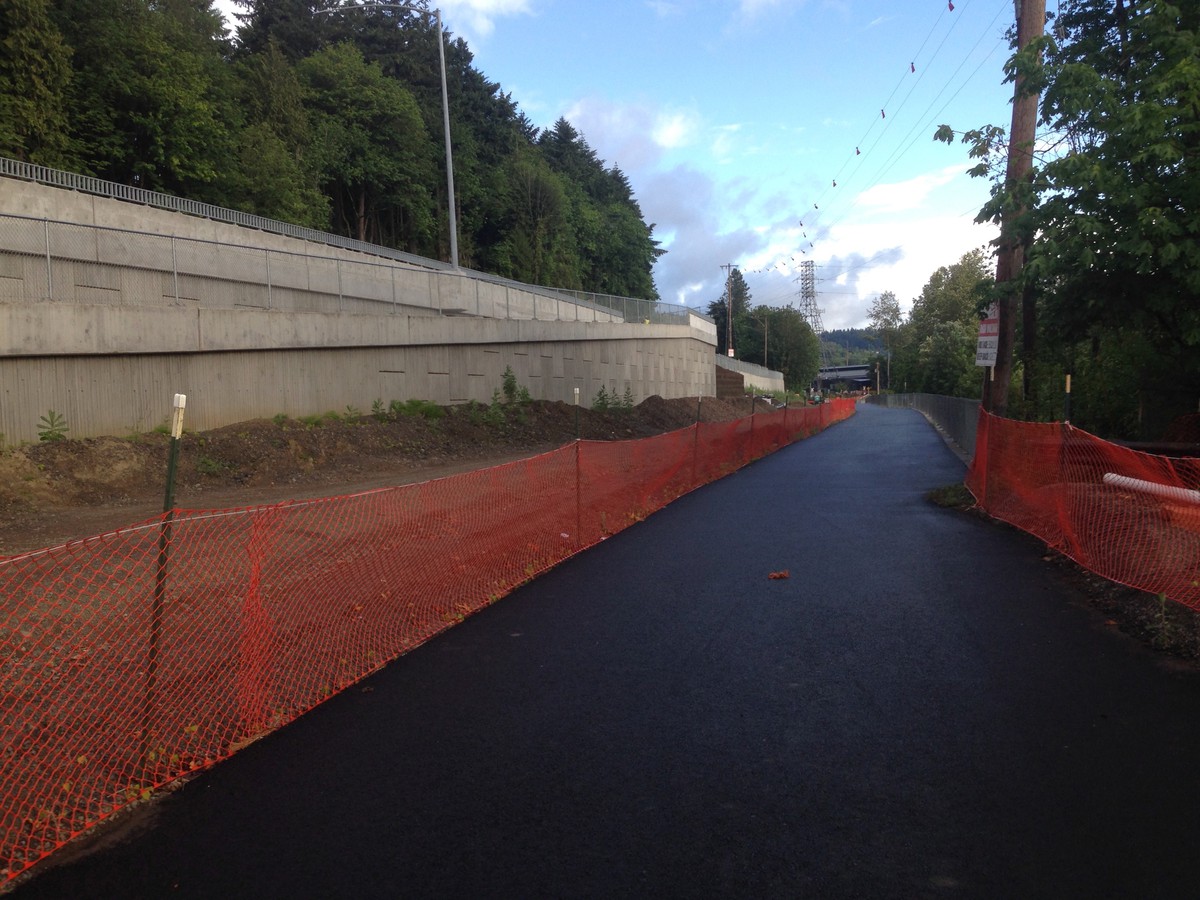 Newly-constructed, freshly-paved mulit-use bike trail