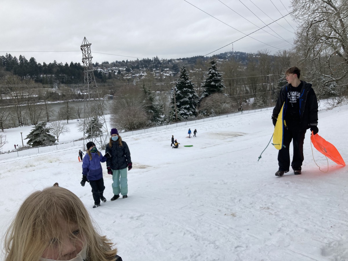 The local sledding hill at Sellwood Park