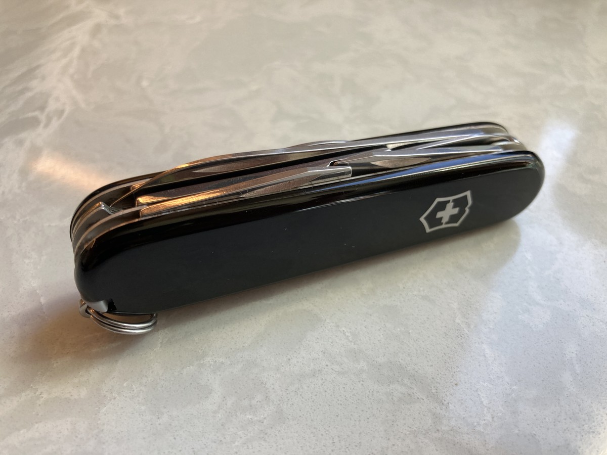 Closeup of closed Swiss Army knife