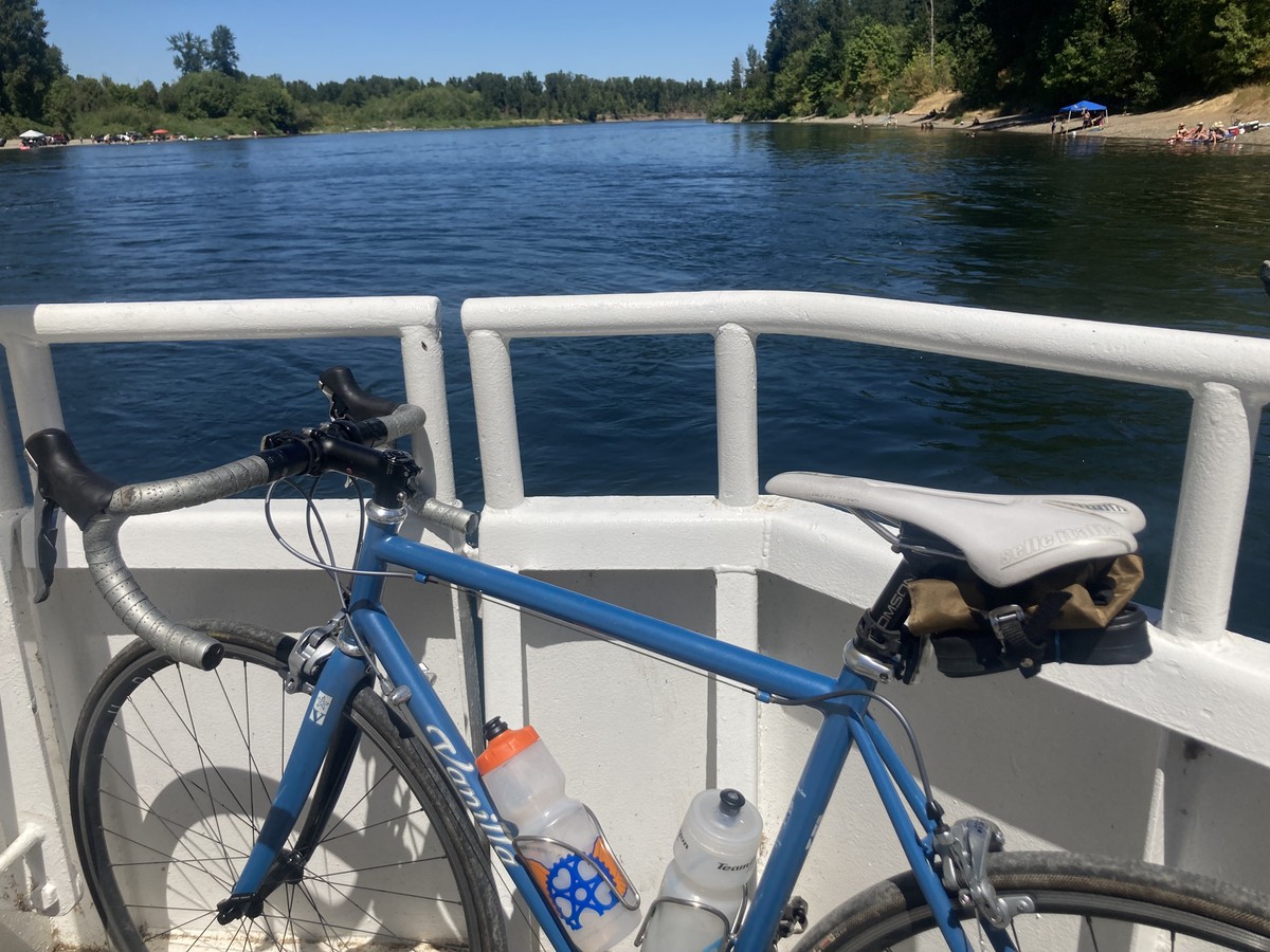 My bike on the Wheatland Ferry