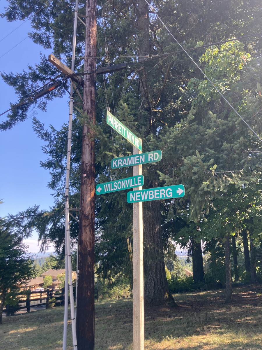 Intersection of Kramien Road and Parrett Mountain Road