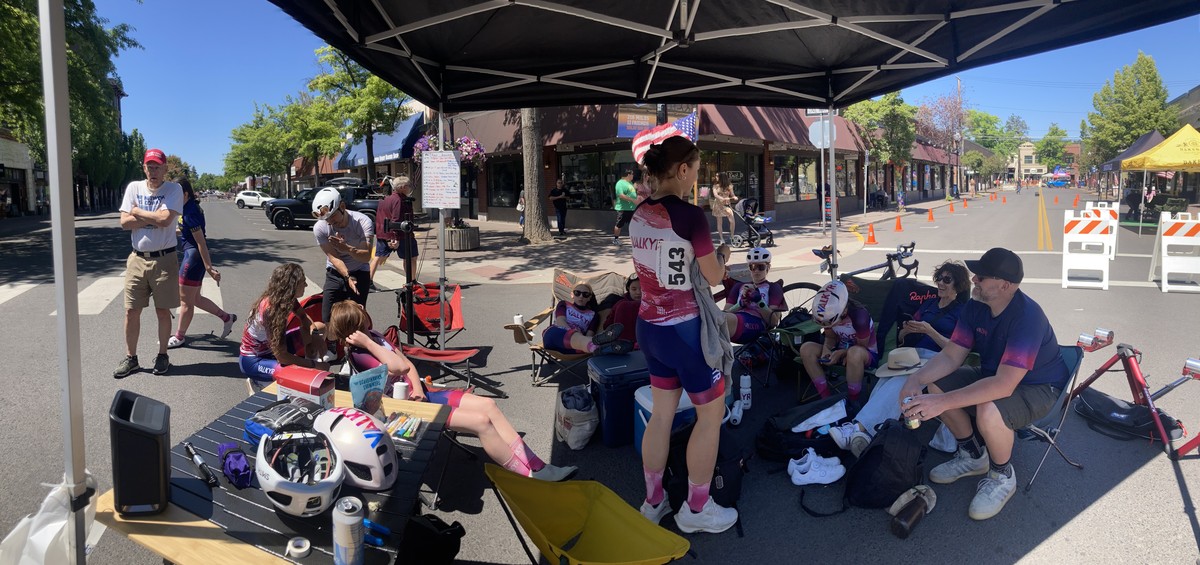 Pano of the VALKYR team tent before the first race of the day