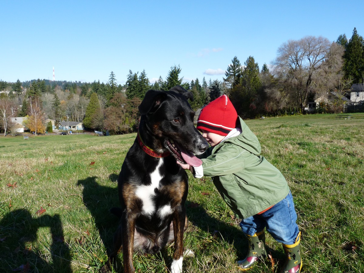 Orion as a toddler with Bismarck at the south end of the park