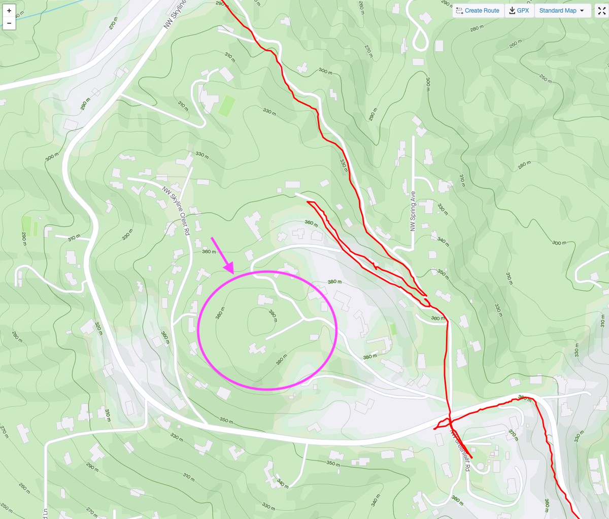 Well crud, how did I miss this hill at 1280'?