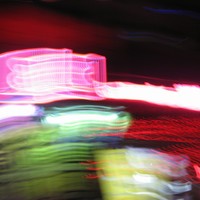 Artily smeared photo of colorful neon lights