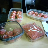 Baked goods decorated with the Mercy Corps logo