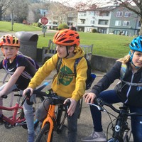 The kiddos on literally our last school commute before the lockdown