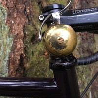 Closeup of a brass bicycle bell