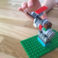 Closeup of a lego contraption