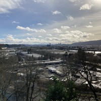 View across Swan Island toward downtown Portland