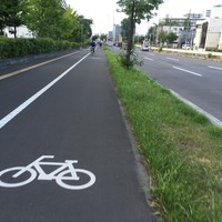 A clean, well-maintained separated bike path in Sapporo, Japan