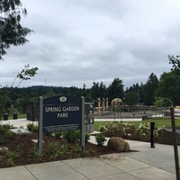Entry to the brand-new playground of Spring Garden Park, with an official sign