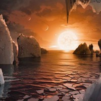 Artist’s rendition of a sunrise on Trappist-1 IV