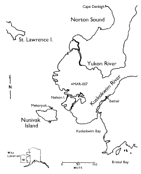 Nunivak Island lies about 30 miles offshore from Nelson island and the mainland